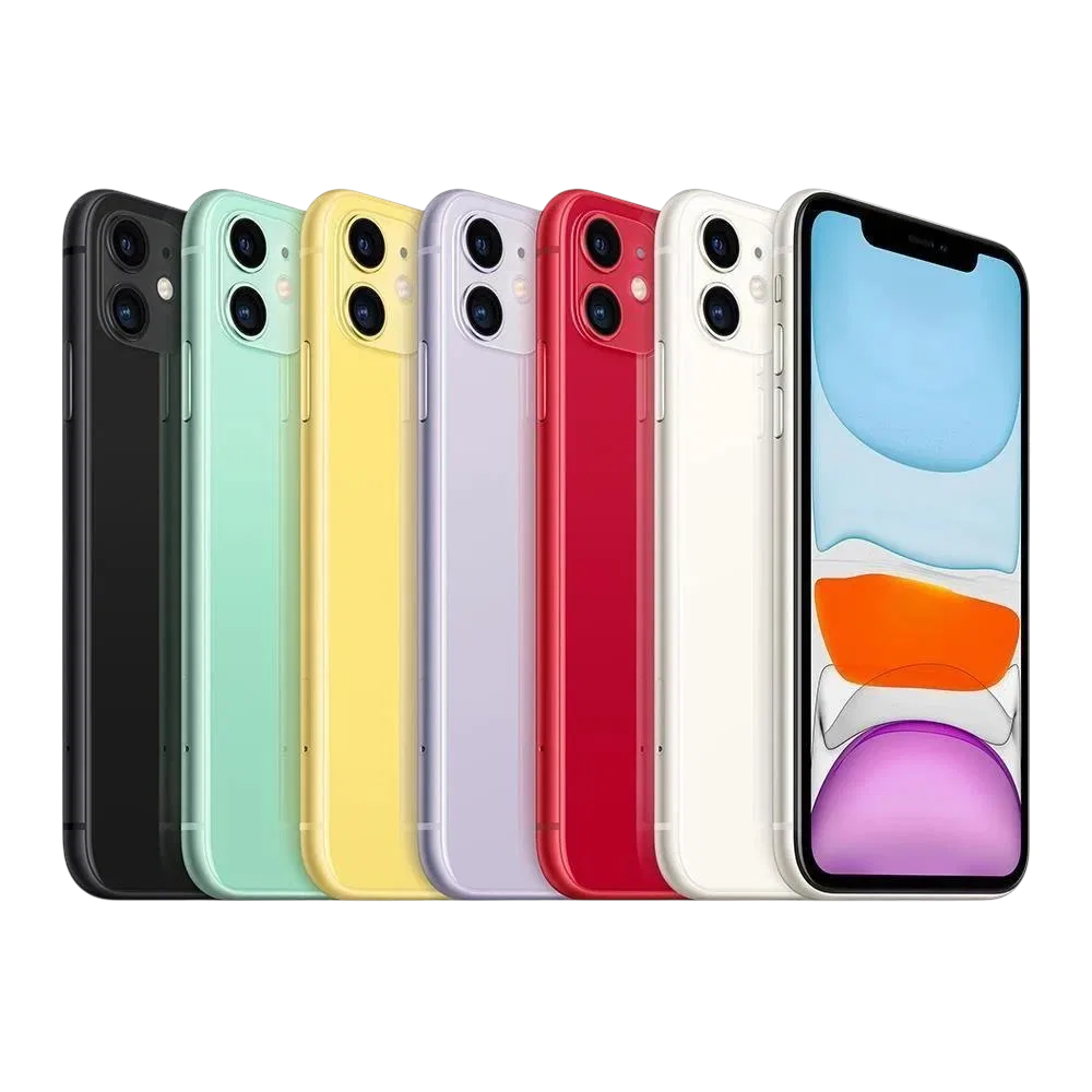 Apple iPhone 11 siyah akıllı telefon, çift arka kamera ve çentikli ekran tasarımıyla önden ve arkadan görünüm
