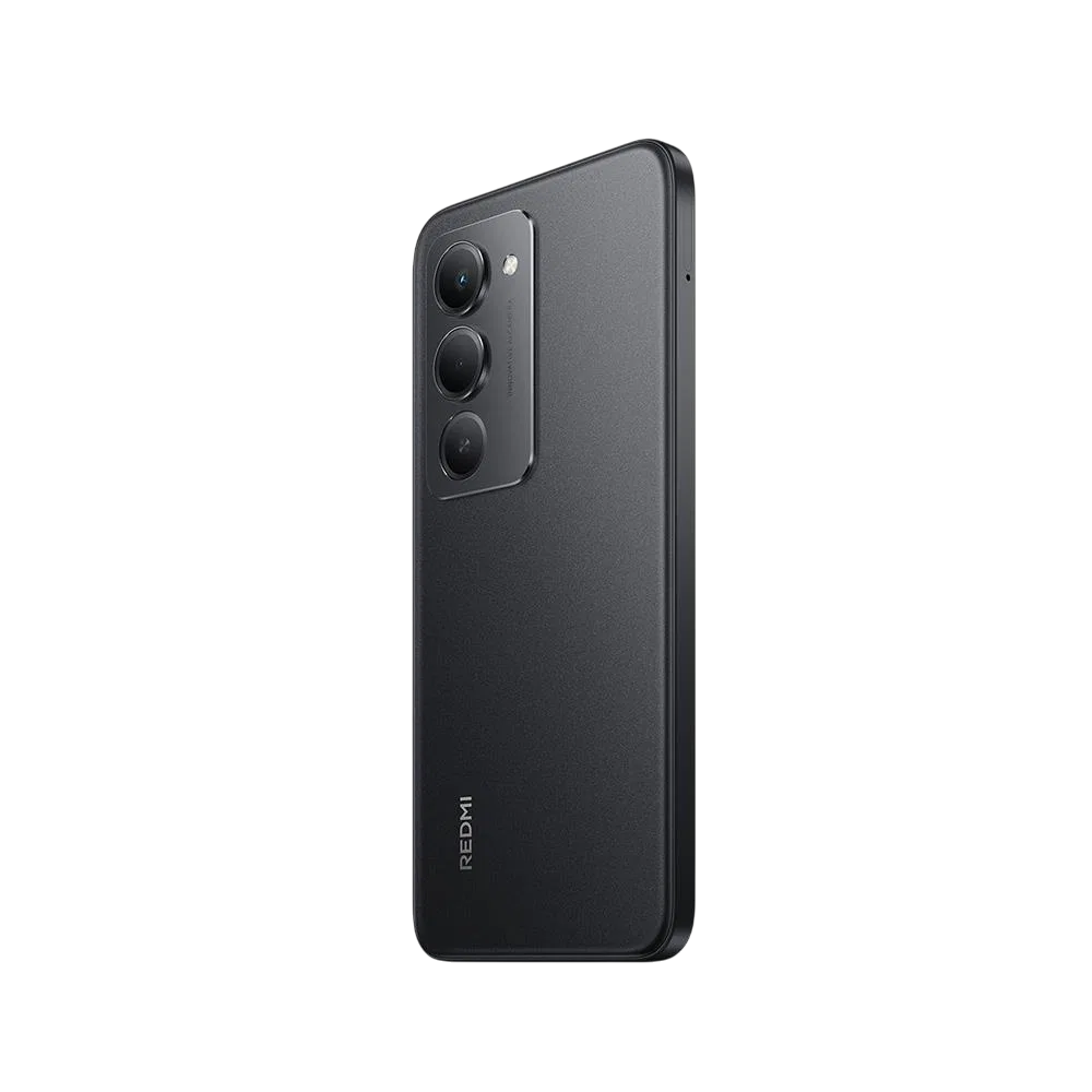 Xiaomi Redmi 15 siyah akıllı telefon, arka yüzü ve üçlü kamera modülü detaylı görünüm