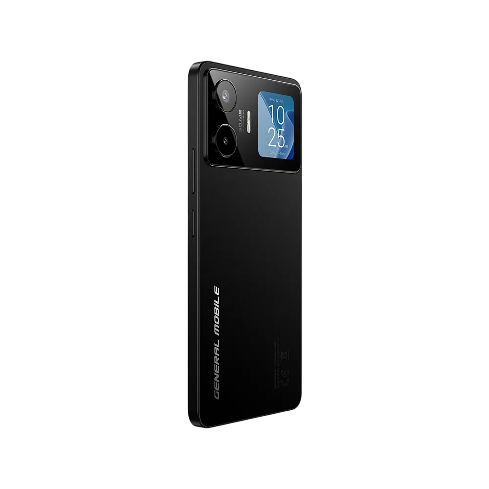General Mobile GM 26 Pro 5G siyah akıllı telefon, arka yüz ve kamera modülü detaylı görünüm
