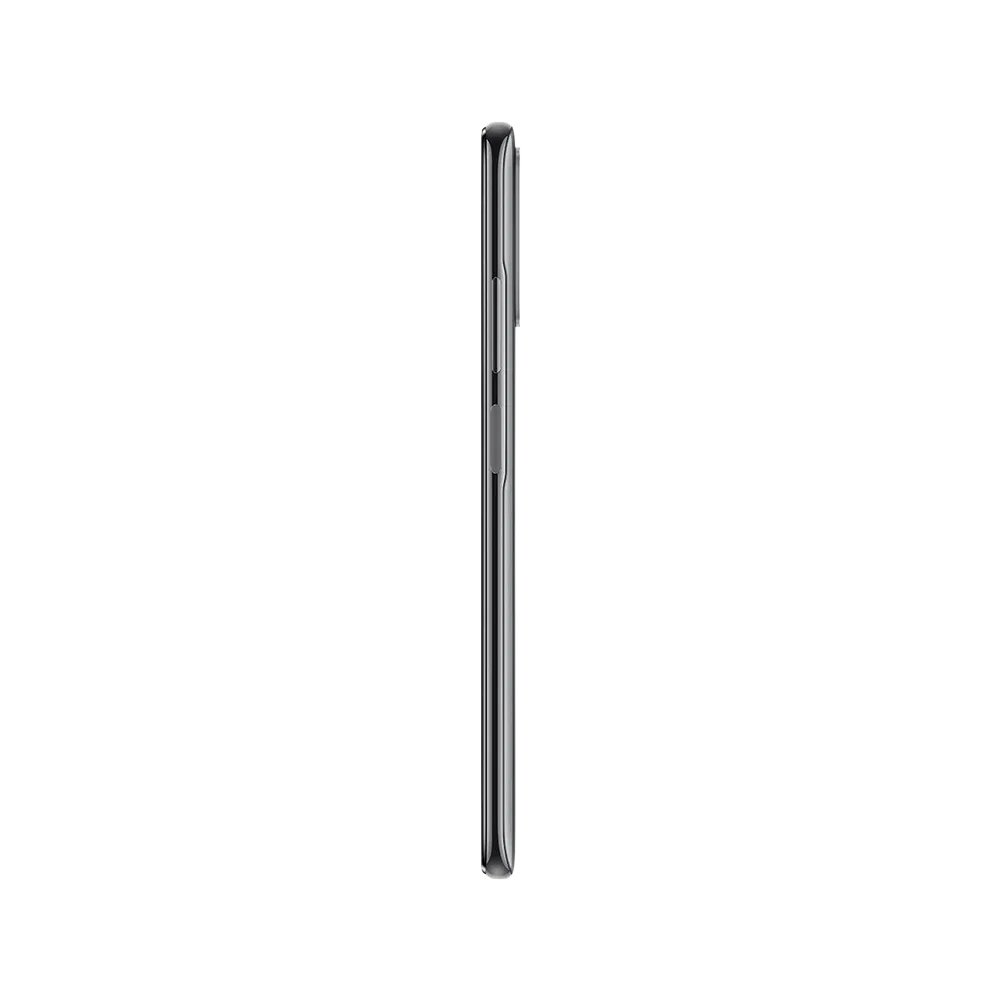 Xiaomi Redmi Note 10 5G siyah akıllı telefonun yandan görünümü, ince gövde ve yan tuş detayları