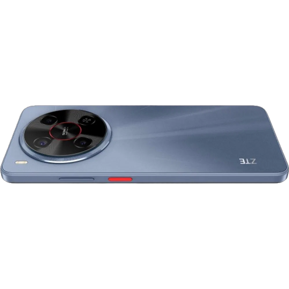 Siyah ZTE Nubia V70 Max akıllı telefonun arka yüzeyi, büyük dairesel kamera modülüyle yandan görünüm