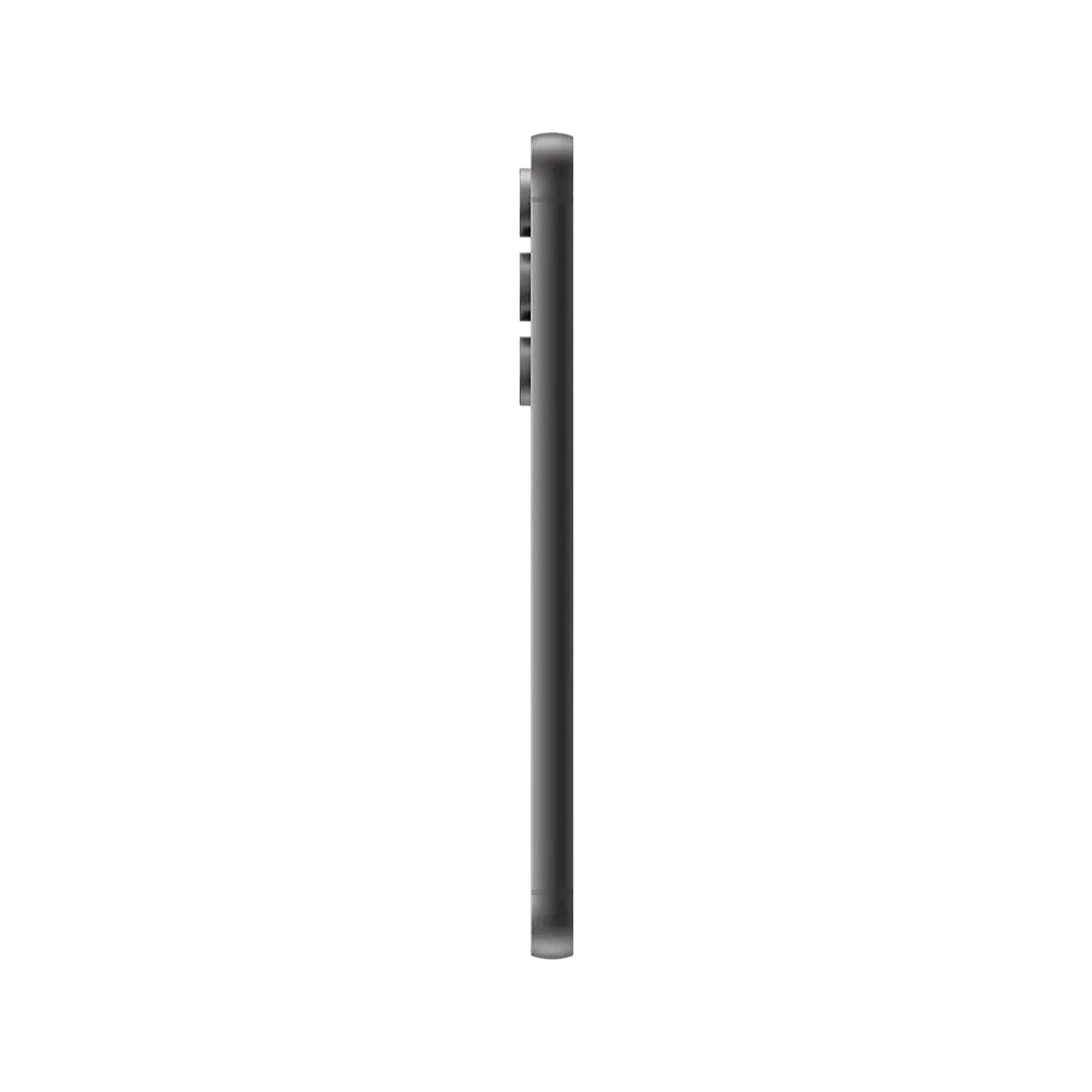 Siyah Samsung Galaxy S23 Plus akıllı telefonun yan profilden görünümü, ince gövde ve kamera çıkıntısı