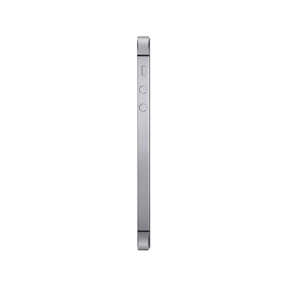 Siyah Apple iPhone SE akıllı telefonun yan profili, ses tuşları ve sessize alma anahtarı detaylı görünüm