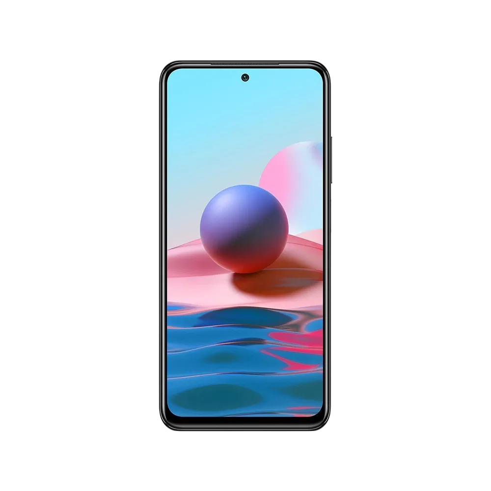 Xiaomi Redmi Note 10 5G siyah akıllı telefon, önden ekran görünümü ve ince çerçeveli tasarım