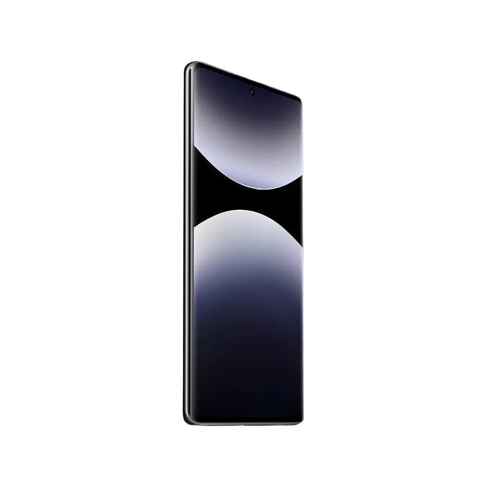 Xiaomi Redmi Note 14 Pro siyah akıllı telefon, kavisli ekran ve ortada ön kamera deliğiyle önden görünüm