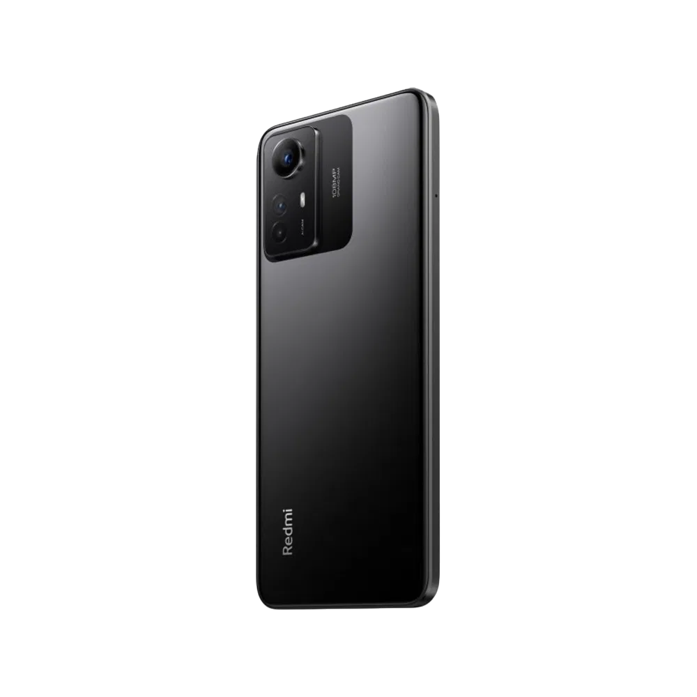 Xiaomi Redmi Note 12S siyah akıllı telefon, arkadan görünüm ve üçlü kamera modülüyle