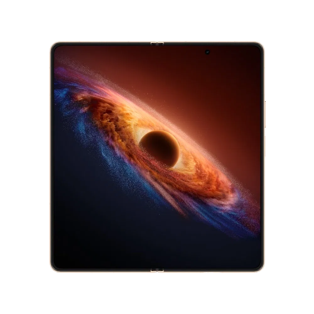Honor Magic V6 kırmızı akıllı telefon, katlanabilir geniş ekran ve uzay temalı duvar kâğıdıyla önden görünüm